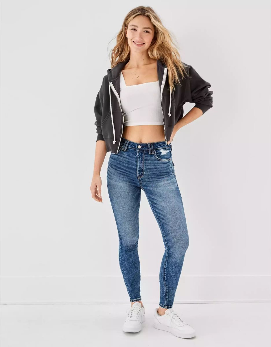 Jean American Eagle AE Ne(x)t Level Super High-Waisted Jegging Vert Clair Femme | FQT-67028763